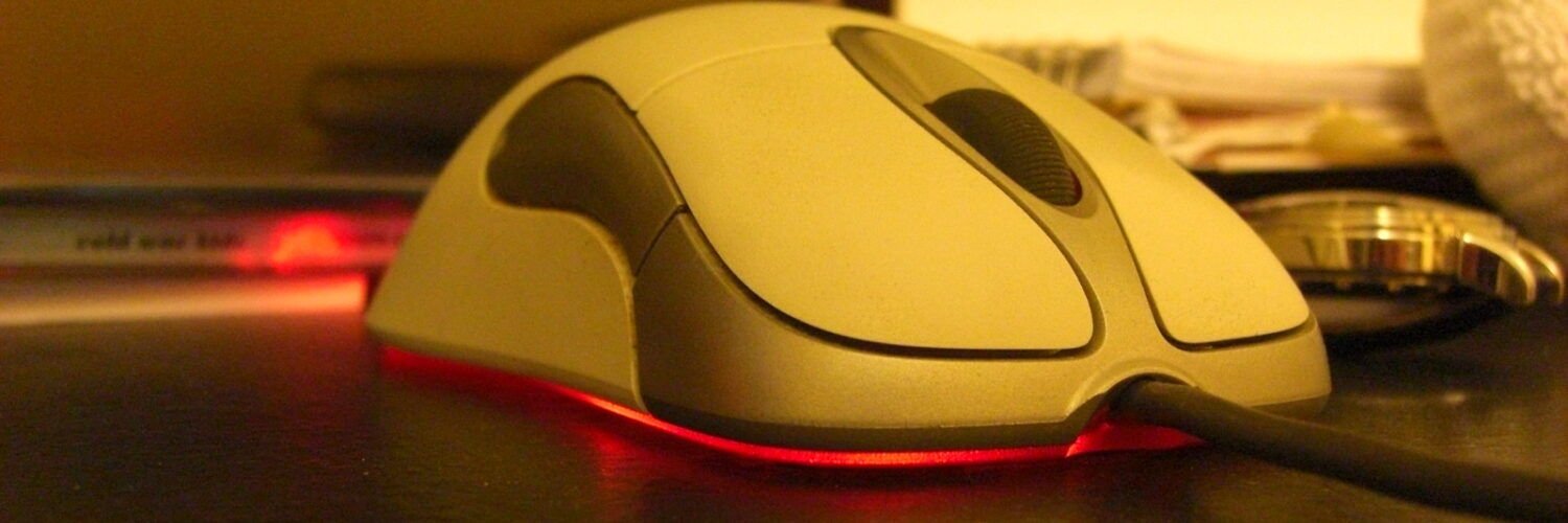 Close-up of a computer mouse scroll wheel.